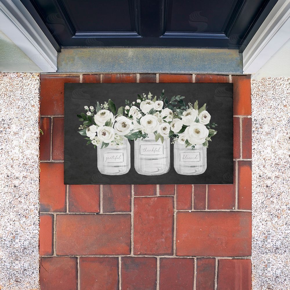 Lettered and Lined | White Roses in Country Jars Non-Woven Door Mat
