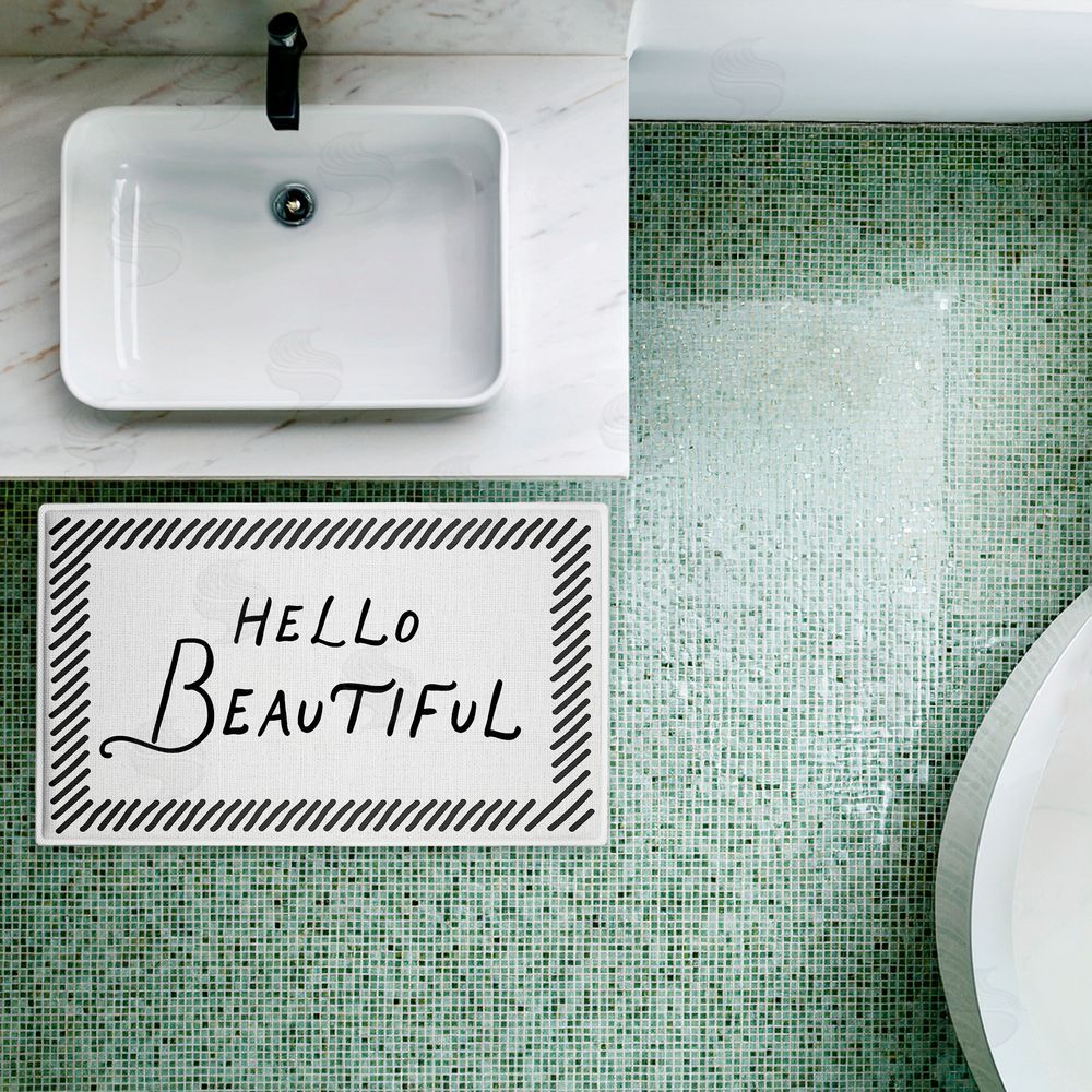 Lettered and Lined | Hello Beautiful Greeting Plush Bath Mat