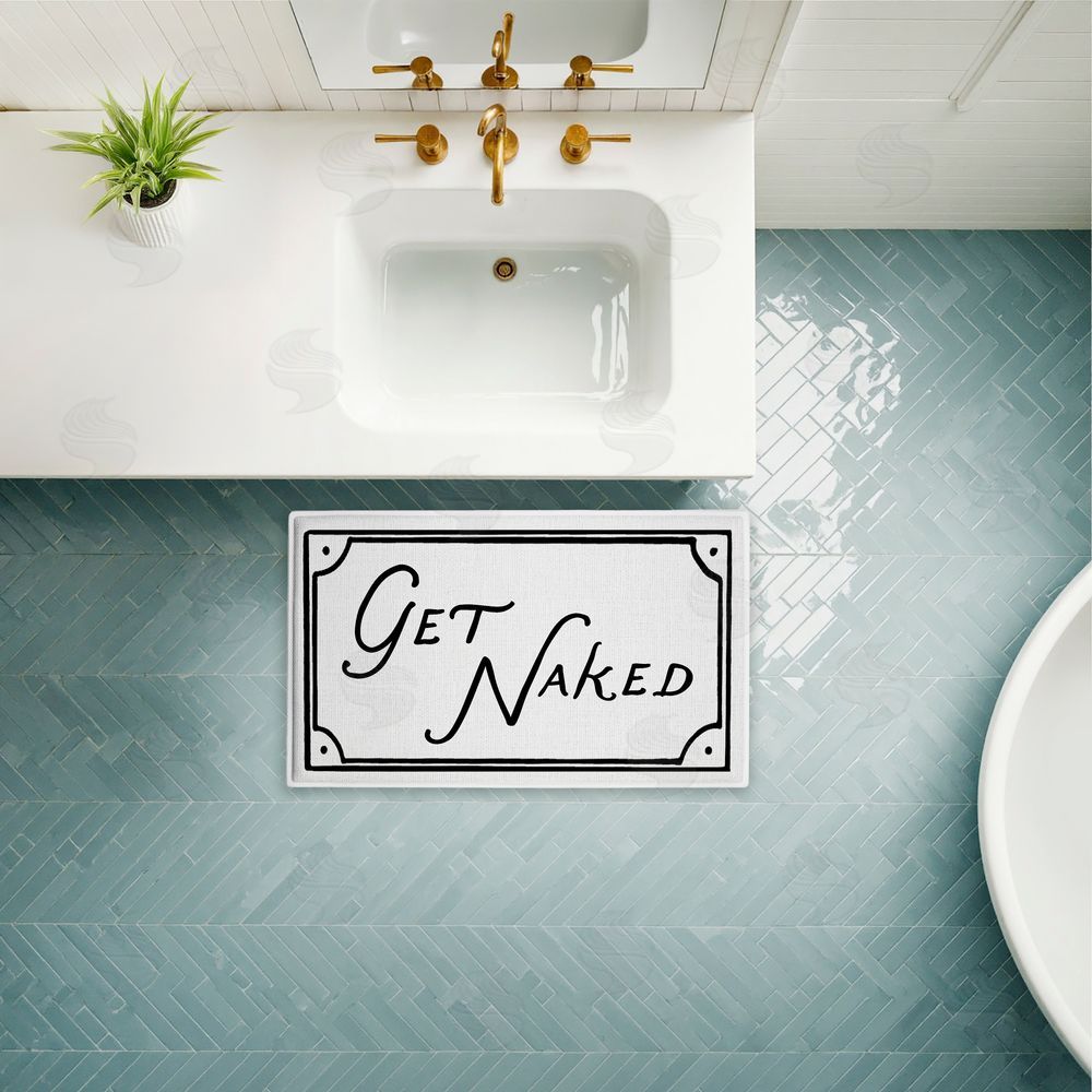 Lettered and Lined | Get Naked Funny Phrase Plush Bath Mat