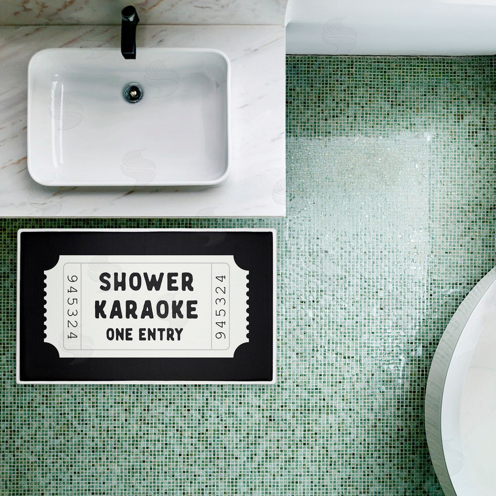 Lettered and Lined | Shower Karaoke Black Plush Bath Mat