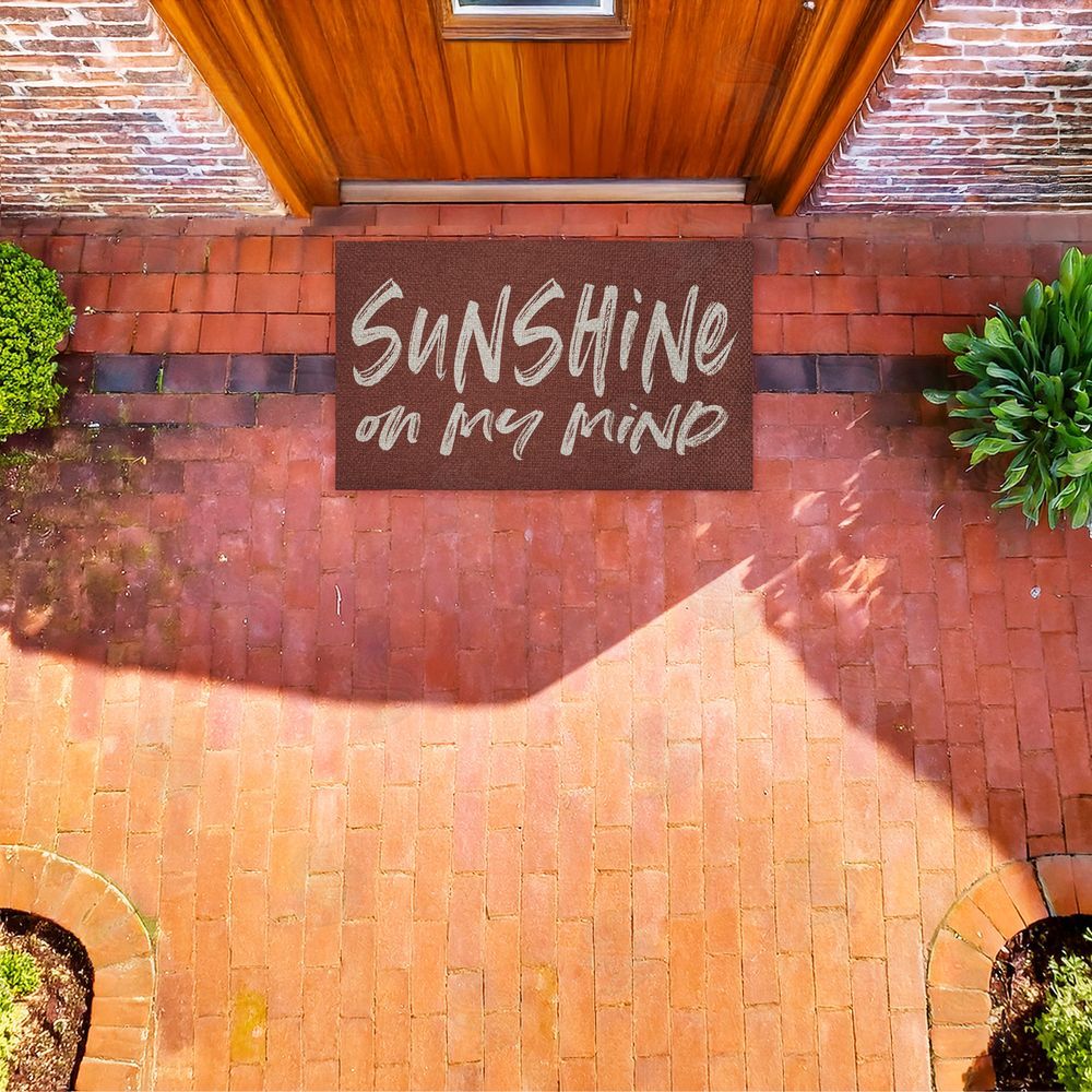 Lettered and Lined | Brown Sunshine On My Mind Faux Sisal Door Mat
