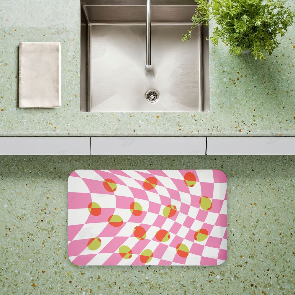 Stupell Studio | Retro Curved Olive Abstract Anti-Fatigue Mat