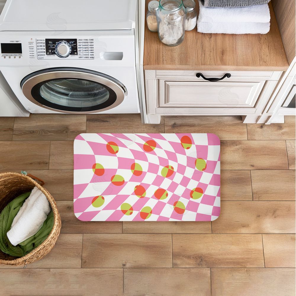 Stupell Studio | Retro Curved Olive Abstract Anti-Fatigue Mat