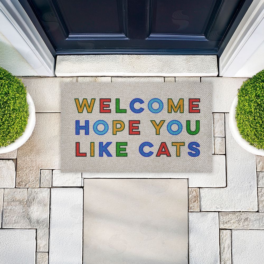 Stupell Studio | Hope You Like Cats Greeting Faux Sisal Door Mat