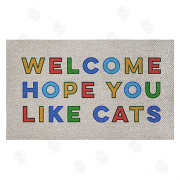 Stupell Studio | Hope You Like Cats Greeting Faux Sisal Door Mat
