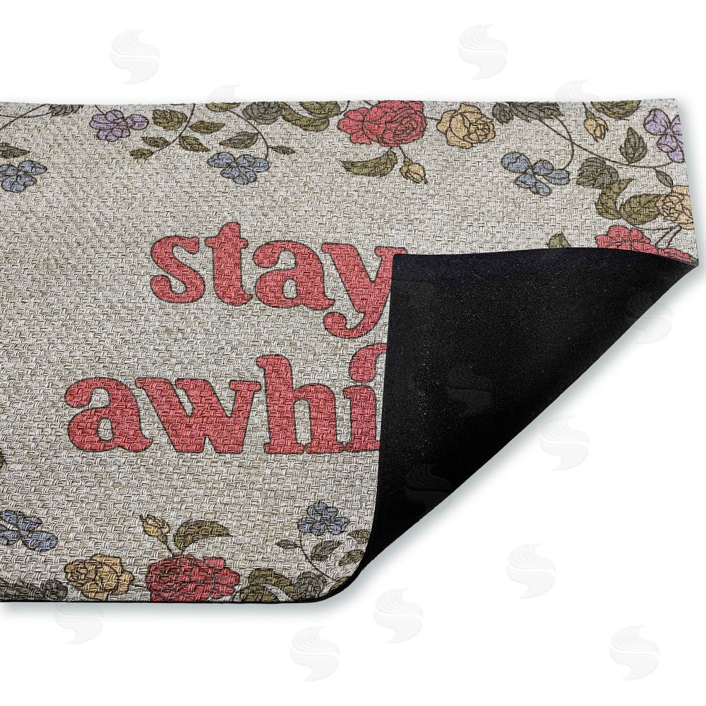 Stupell Studio | Stay Awhile Inviting Florals Faux Sisal Door Mat
