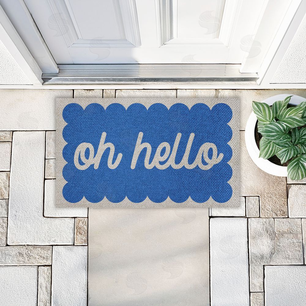 Stupell Studio | Oh Hello Blue Greeting Faux Sisal Door Mat