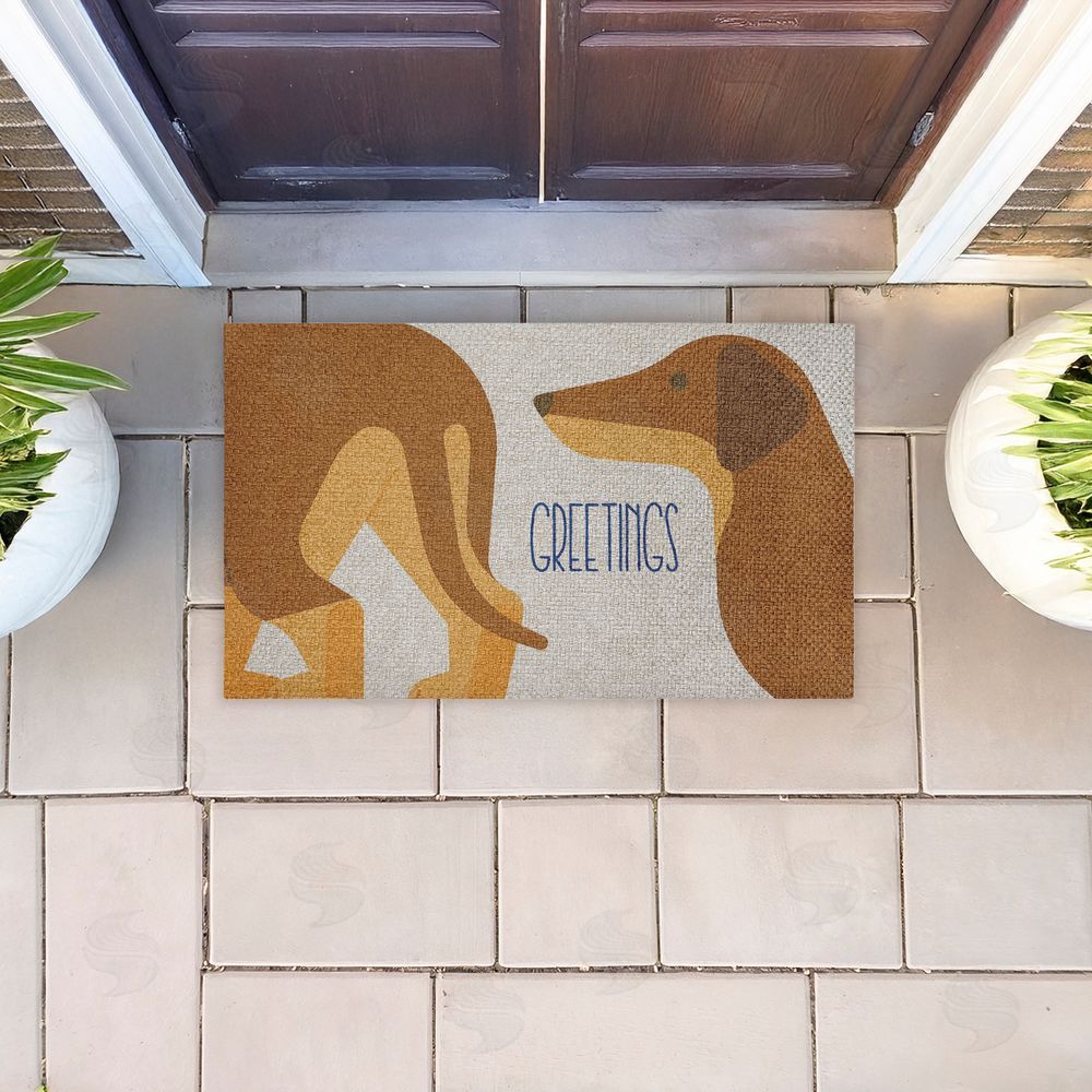 Stupell Studio | Greetings Funny Dogs Faux Sisal Door Mat