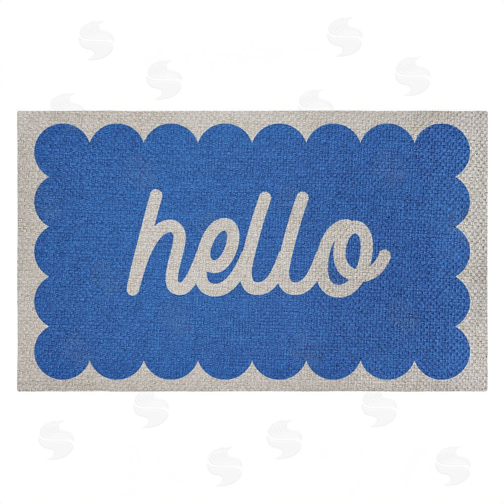 Stupell Studio | Hello Blue Greeting Faux Sisal Door Mat