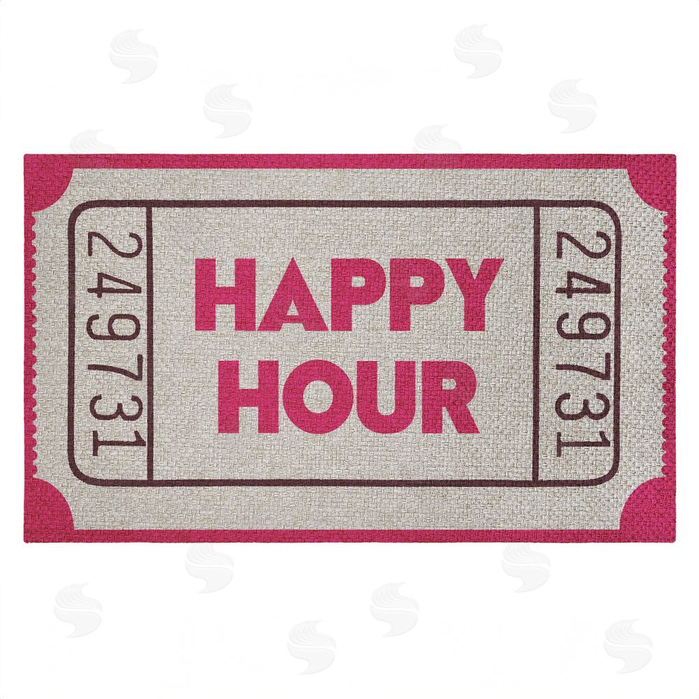 Stupell Studio | Happy Hour Ticket Stub Faux Sisal Door Mat