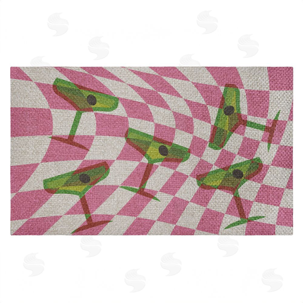 Stupell Studio | Bright Retro Cocktail Glasses Faux Sisal Door Mat