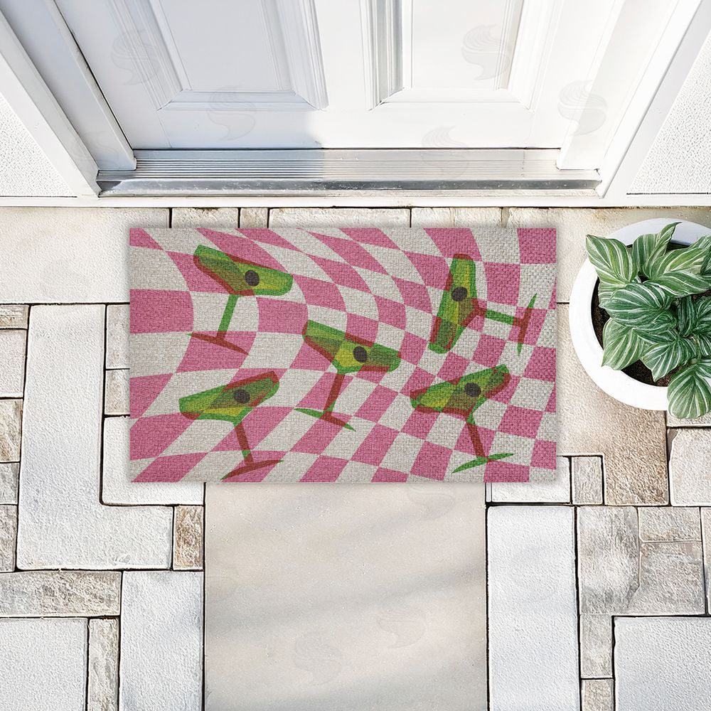 Stupell Studio | Bright Retro Cocktail Glasses Faux Sisal Door Mat