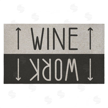 Stupell Studio | Work & Wine Welcome Faux Sisal Door Mat