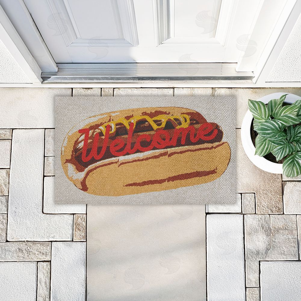 Stupell Studio | Welcome Hotdog Pop Style Faux Sisal Door Mat