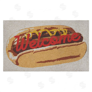 Stupell Studio | Welcome Hotdog Pop Style Faux Sisal Door Mat