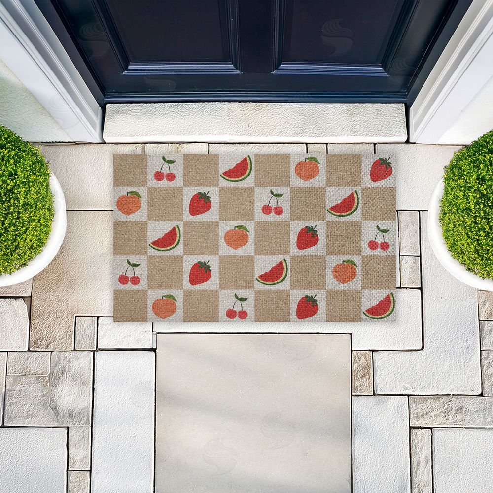 Stupell Studio | Soft Fruits Checkered Faux Sisal Door Mat