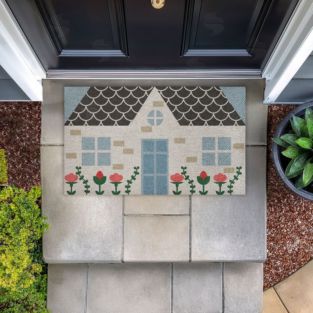 Stupell Studio | Quaint Cottage Garden Faux Sisal Door Mat