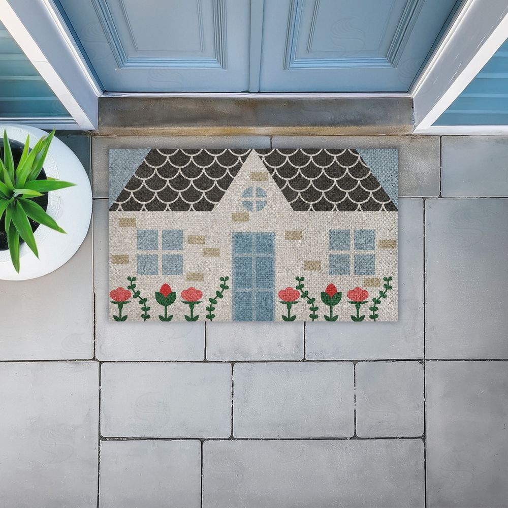 Stupell Studio | Quaint Cottage Garden Faux Sisal Door Mat