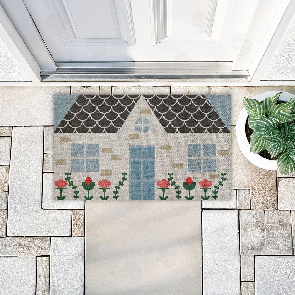 Stupell Studio | Quaint Cottage Garden Faux Sisal Door Mat