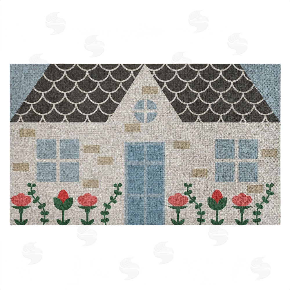 Stupell Studio | Quaint Cottage Garden Faux Sisal Door Mat
