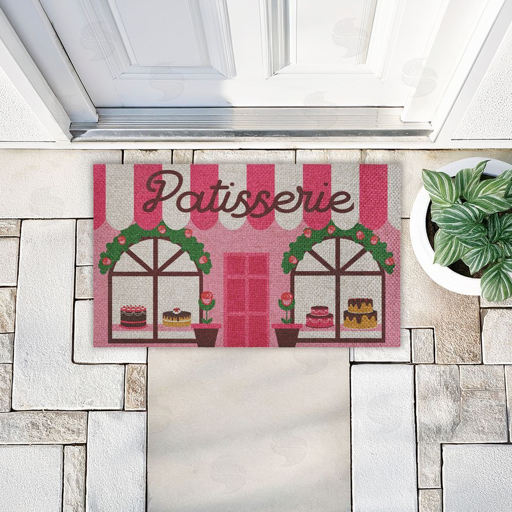 Stupell Studio | Patisserie Shop Windows Faux Sisal Door Mat
