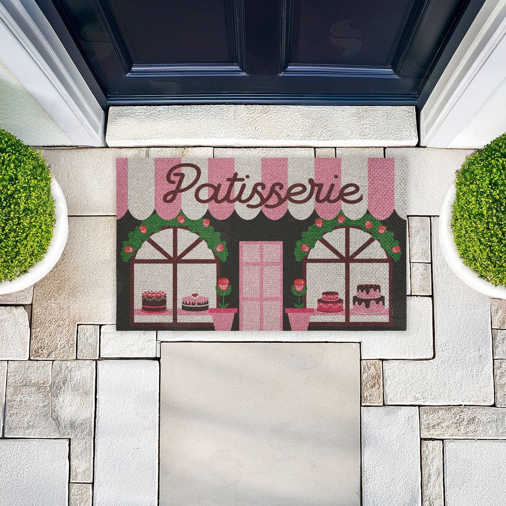 Stupell Studio | Patisserie Bakery Storefront Faux Sisal Door Mat