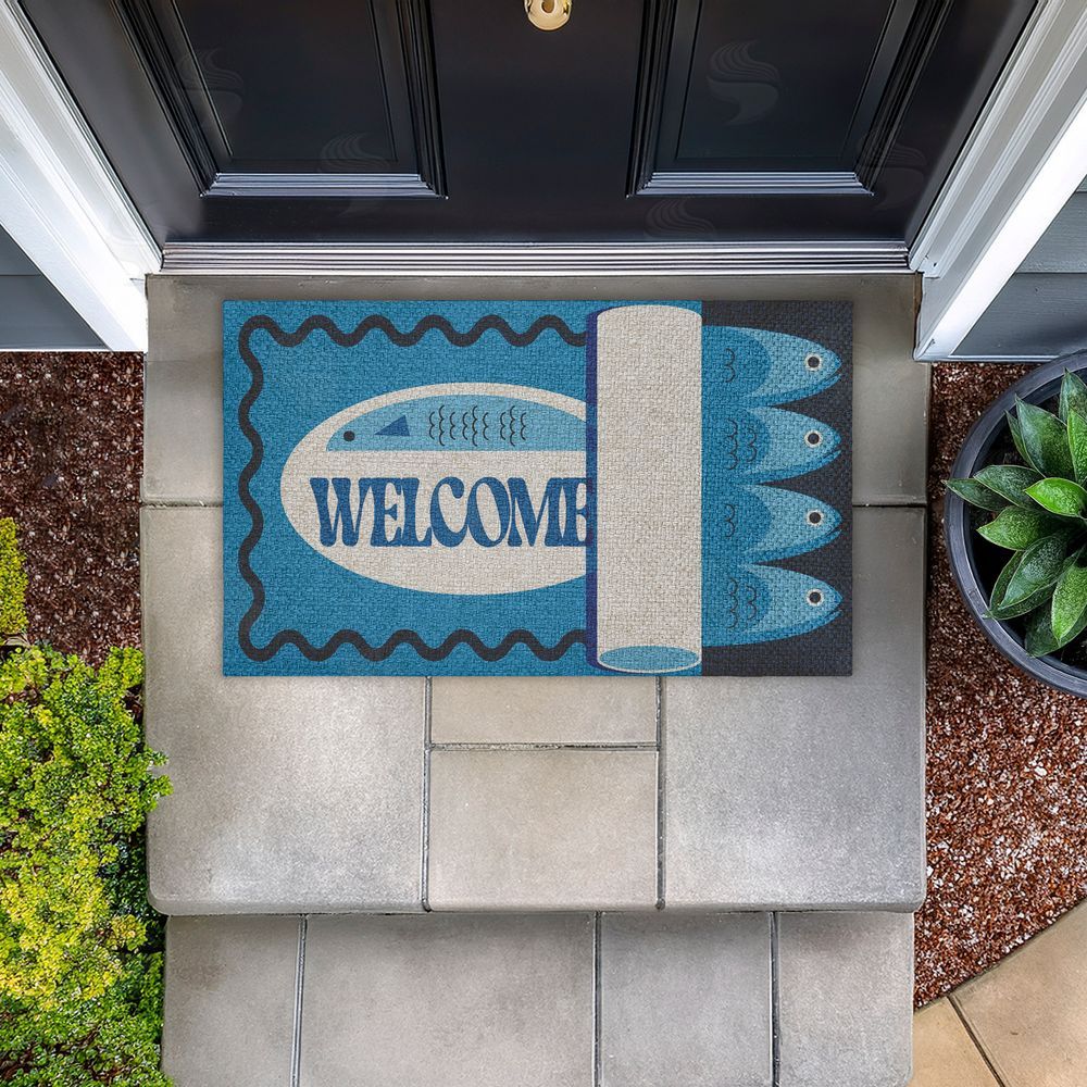 Stupell Studio | Welcome Coastal Tuna Faux Sisal Door Mat