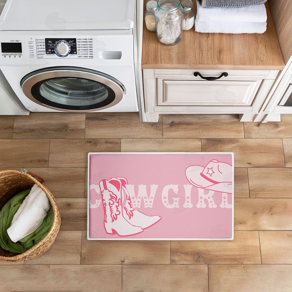 Corinne Rose Designs | Pink Feminine Dancing Cowgirl Plush Bath Mat