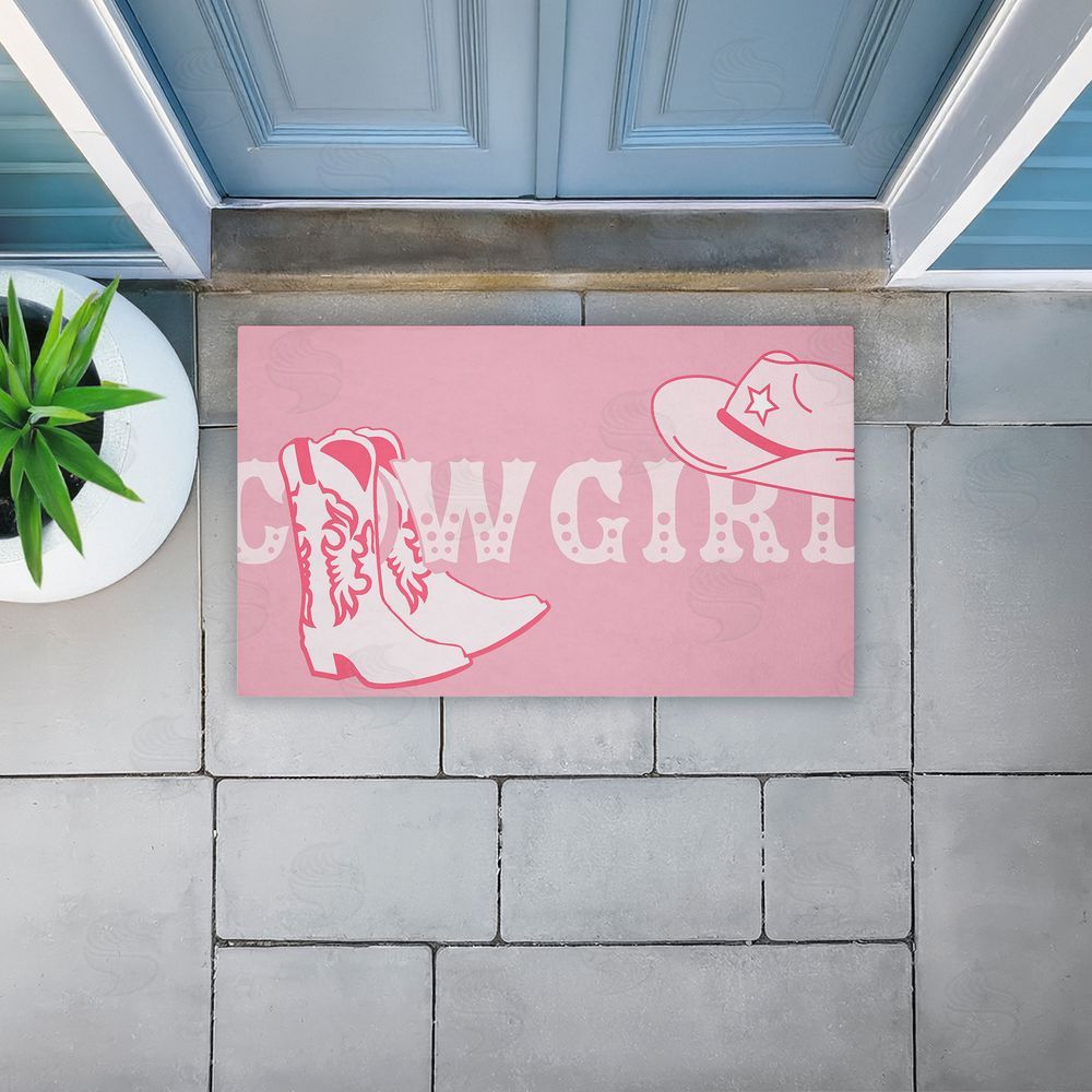 Corinne Rose Designs | Pink Feminine Dancing Cowgirl Non-Woven Door Mat