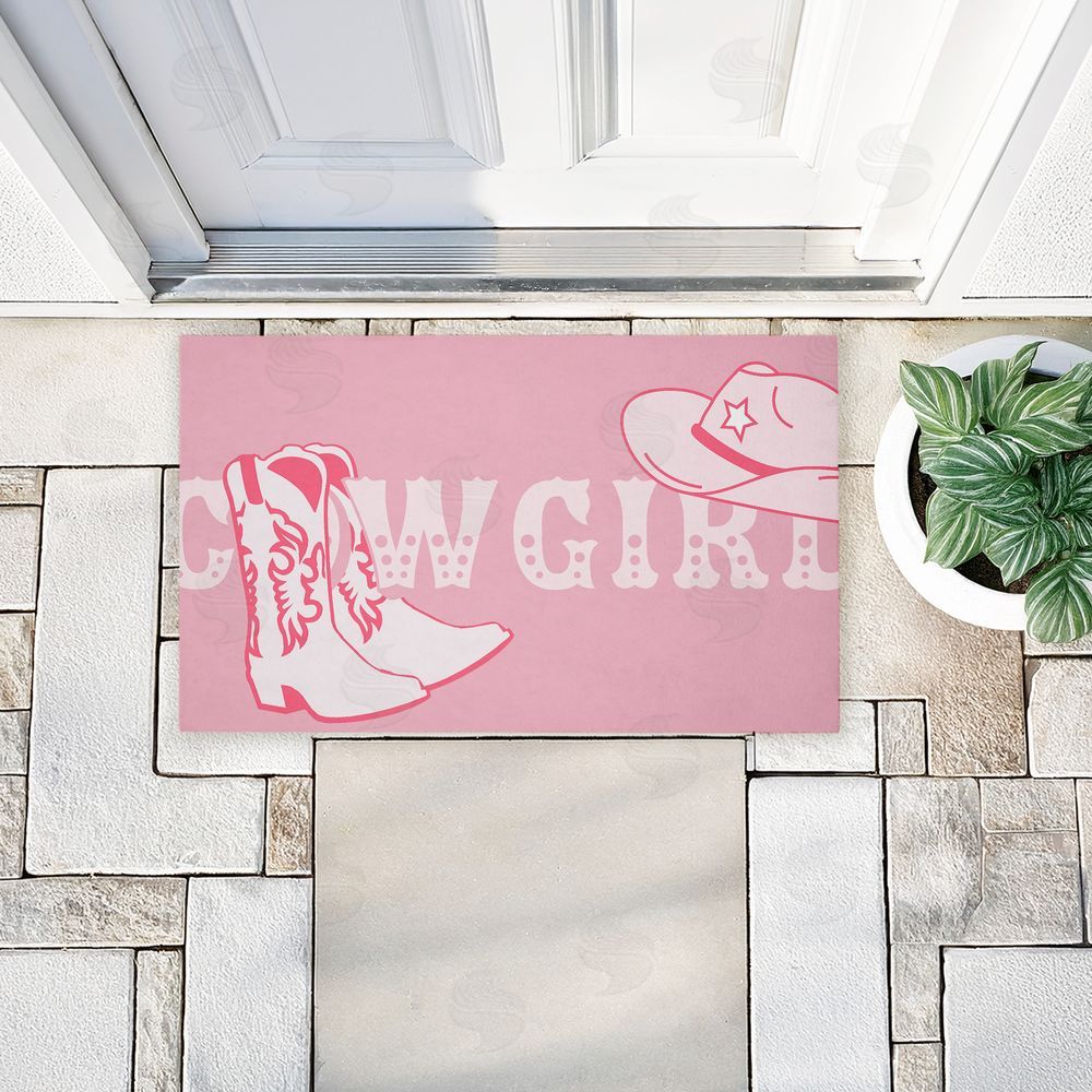 Corinne Rose Designs | Pink Feminine Dancing Cowgirl Non-Woven Door Mat