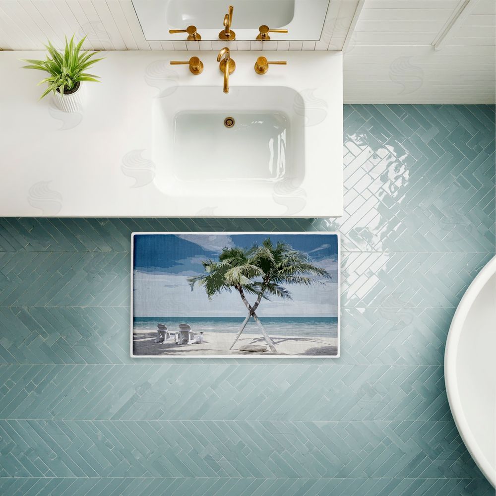 Denise Brown | X Marks The Spot Palms Plush Bath Mat