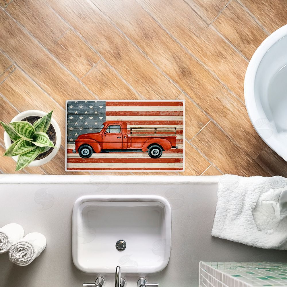 Kim Allen | Patriotic USA Flag Truck Plush Bath Mat