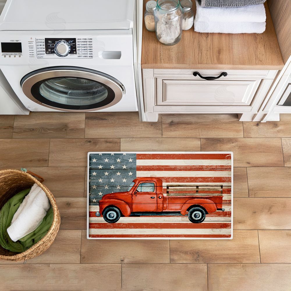 Kim Allen | Patriotic USA Flag Truck Plush Bath Mat