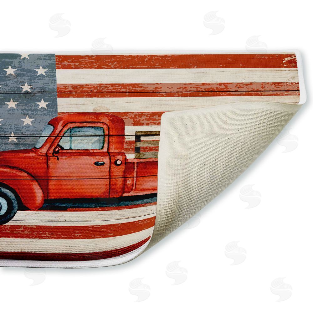 Kim Allen | Patriotic USA Flag Truck Plush Bath Mat