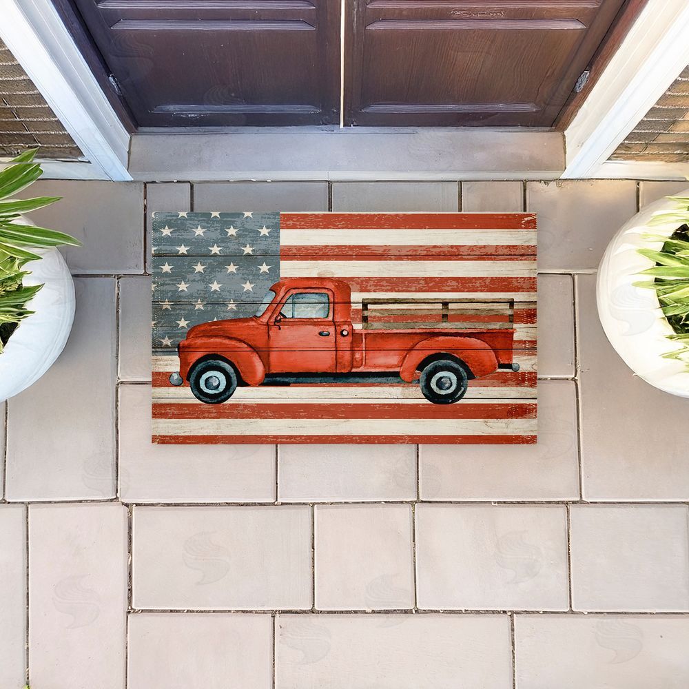Kim Allen | Patriotic USA Flag Truck Non-Woven Door Mat