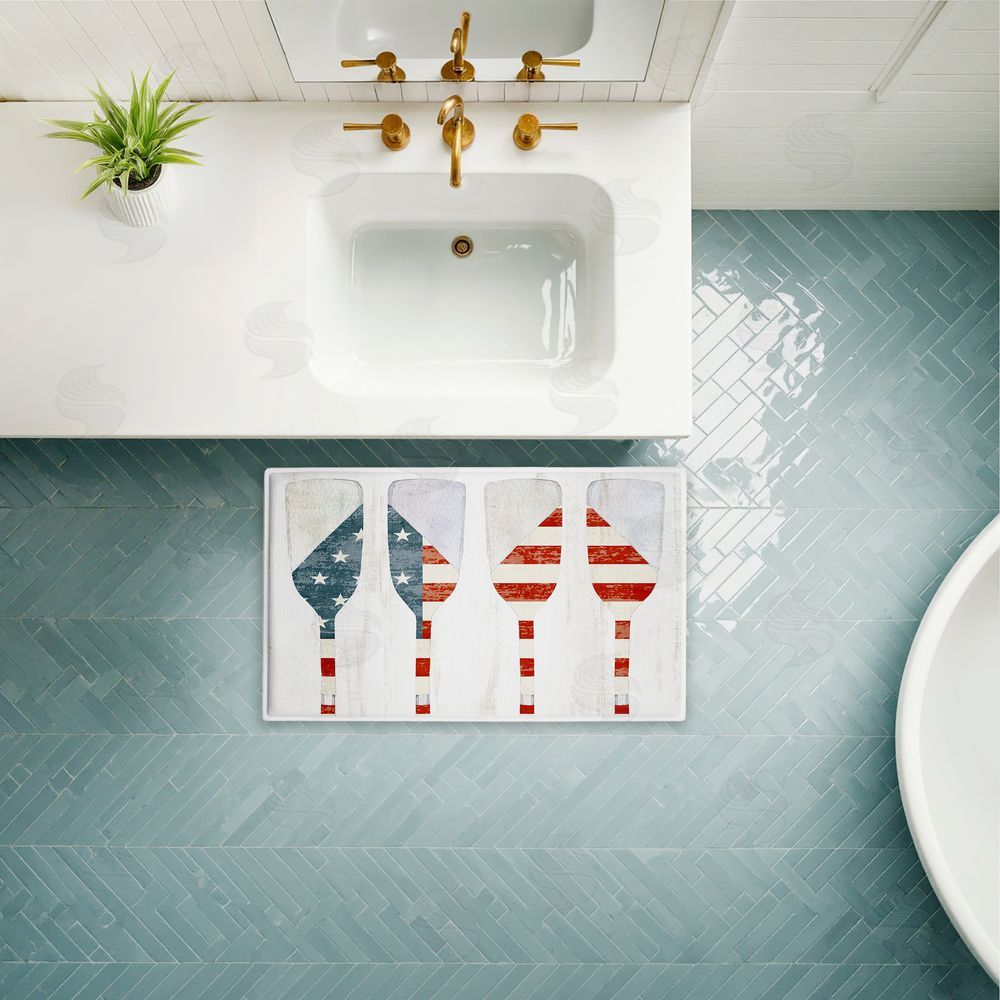 Kim Allen | Patriotic Flag Boat Paddles Plush Bath Mat