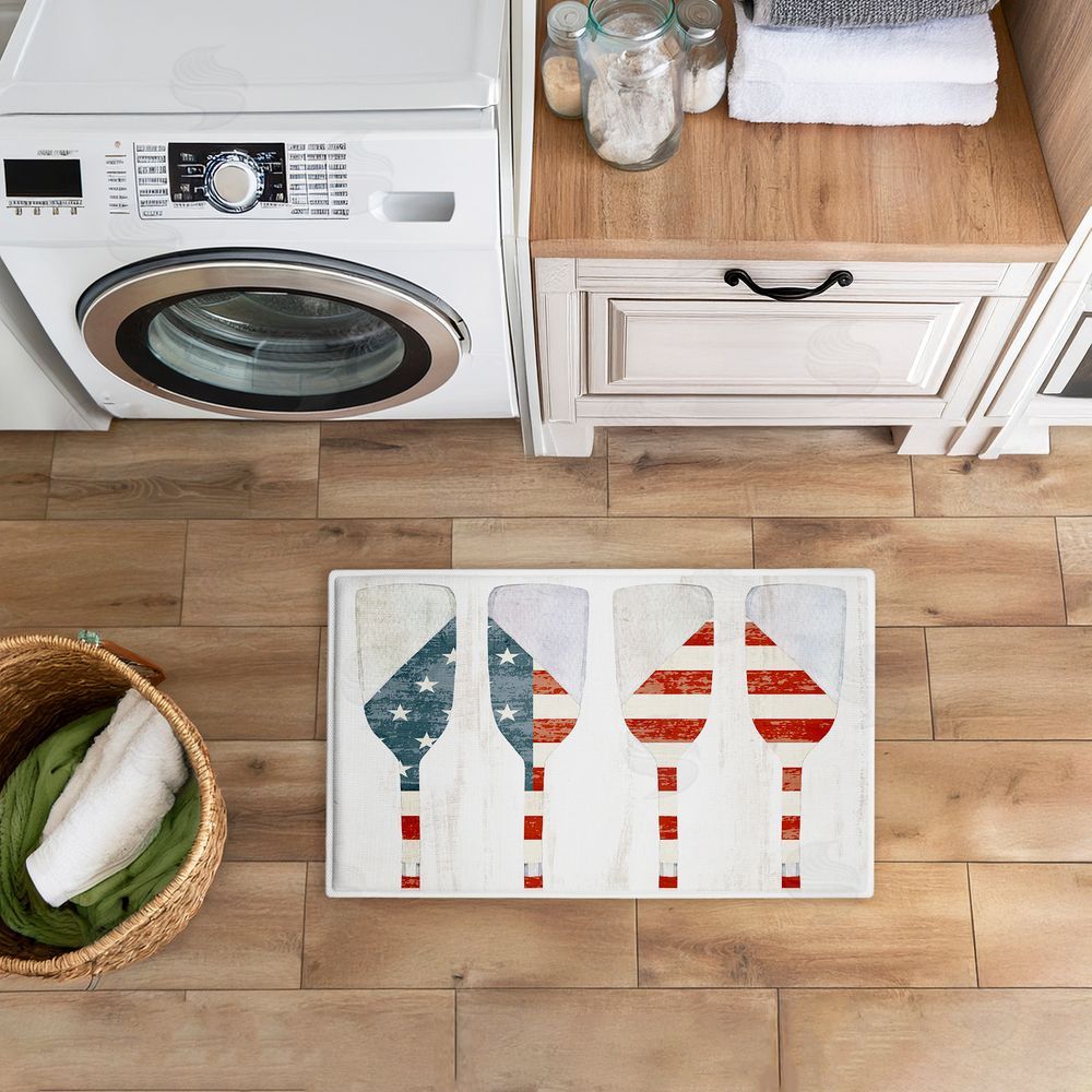 Kim Allen | Patriotic Flag Boat Paddles Plush Bath Mat