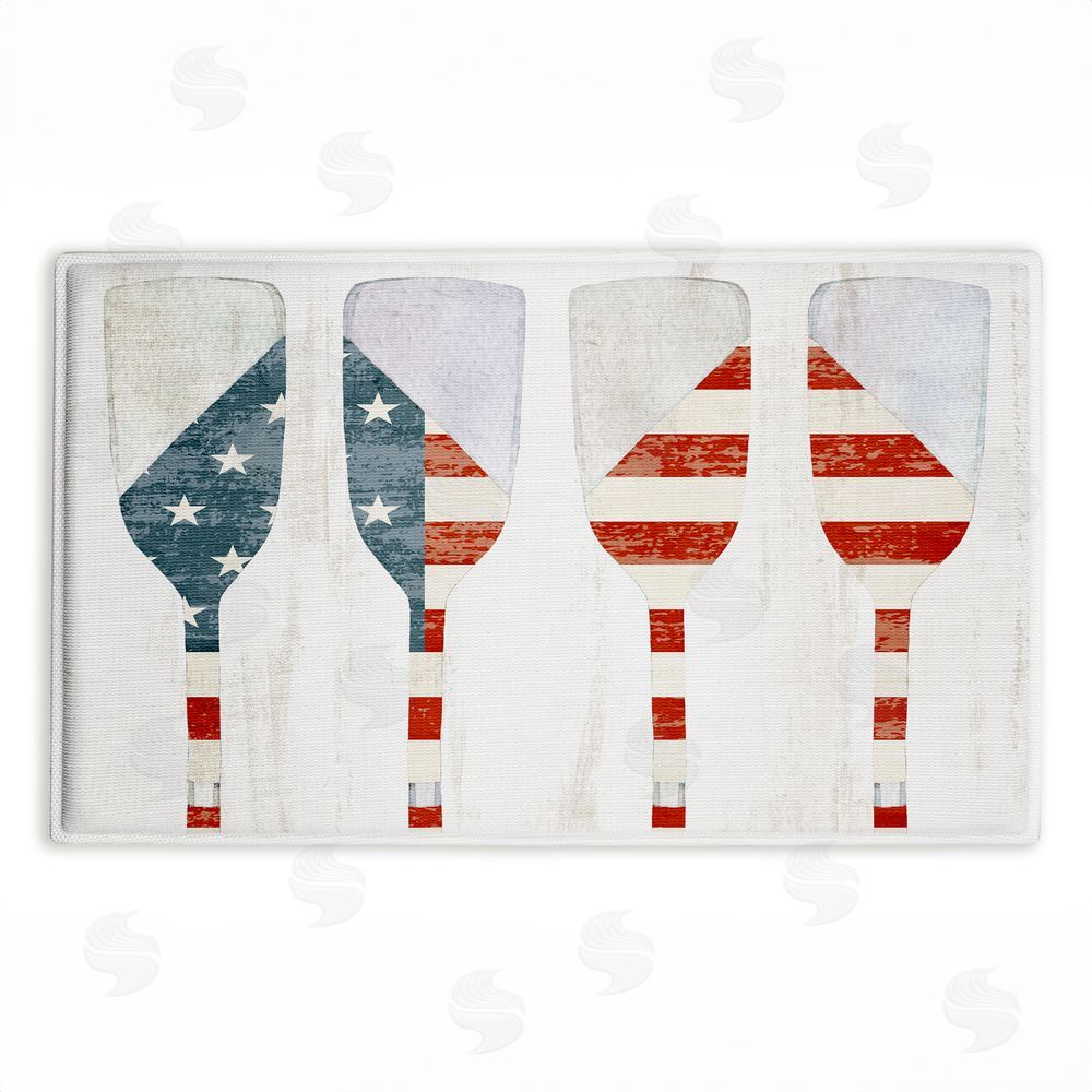 Kim Allen | Patriotic Flag Boat Paddles Plush Bath Mat