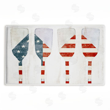 Kim Allen | Patriotic Flag Boat Paddles Plush Bath Mat