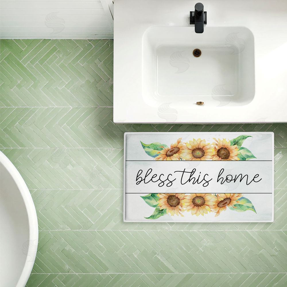 Kim Allen | Bless This Home Sunflowers Plush Bath Mat