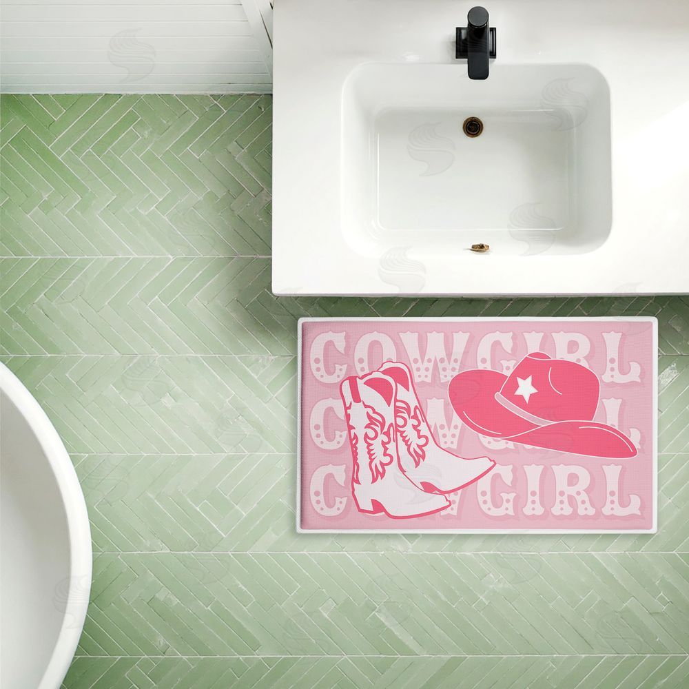 Corinne Rose Designs | Pink Pastel Cowgirl Plush Bath Mat
