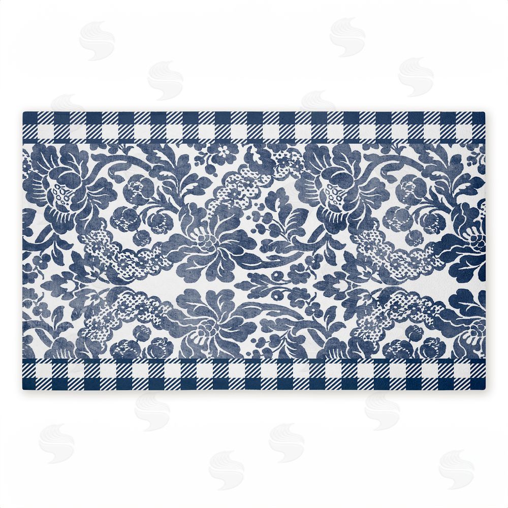 Kim Allen | Navy Gingham Florals Non-Woven Door Mat