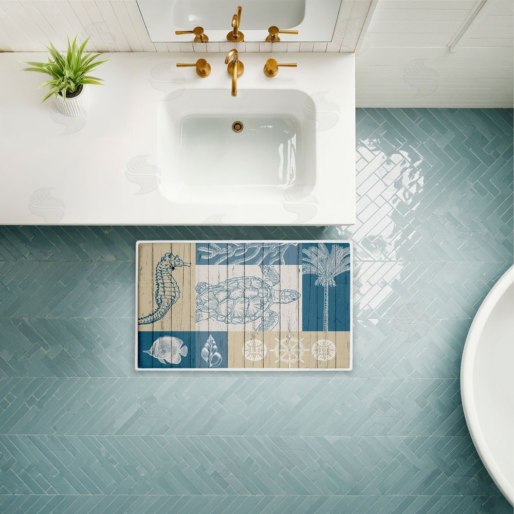Kim Allen | Let's Sail Nautical Creatures Plush Bath Mat