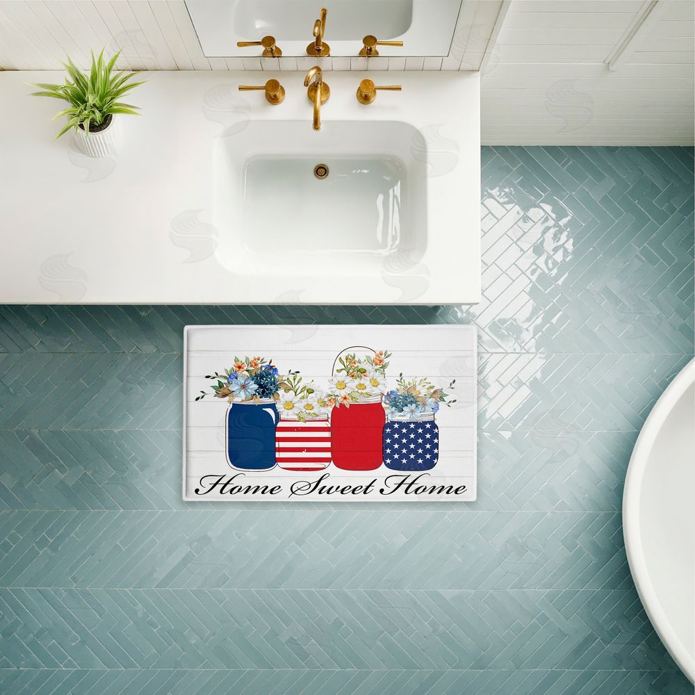 Kim Allen | Patriotic Flower Jars Plush Bath Mat