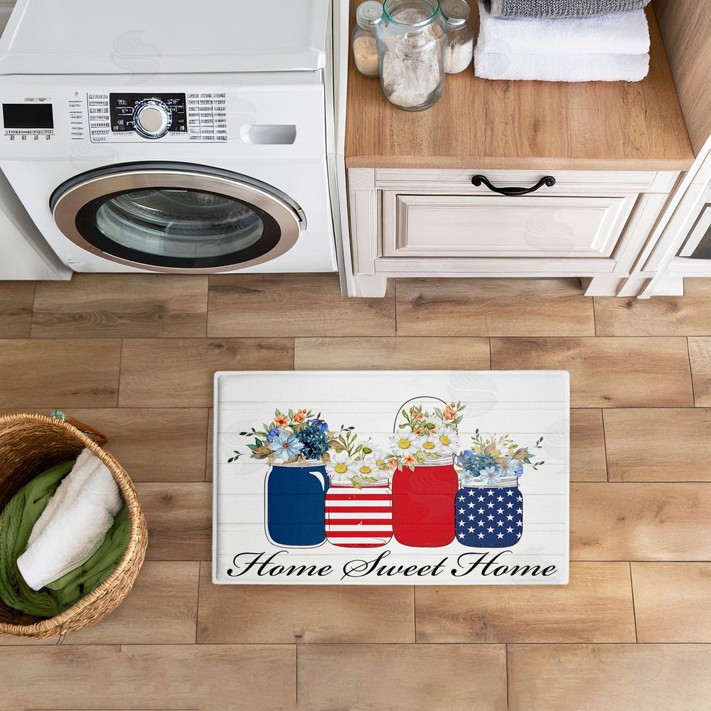 Kim Allen | Patriotic Flower Jars Plush Bath Mat