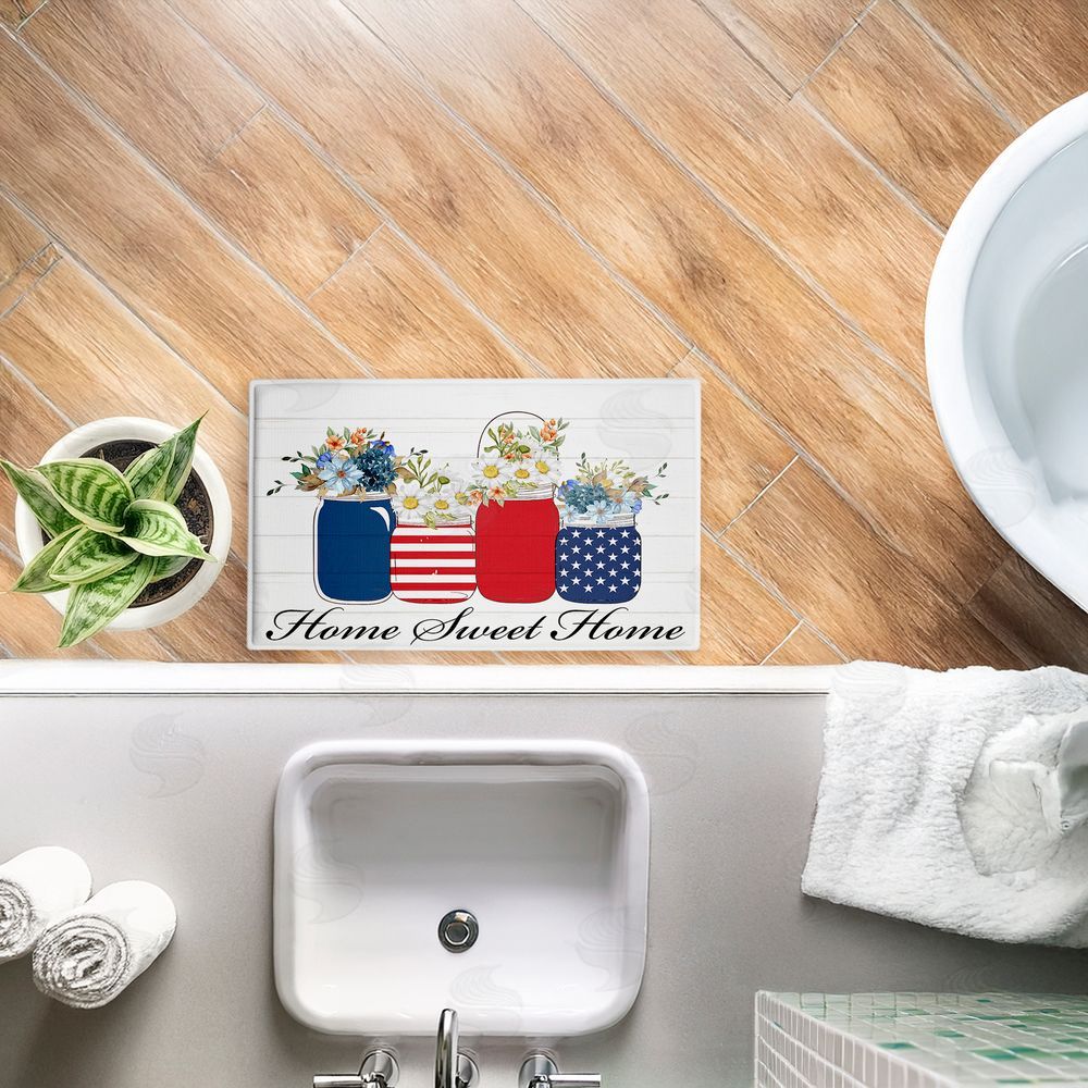 Kim Allen | Patriotic Flower Jars Plush Bath Mat