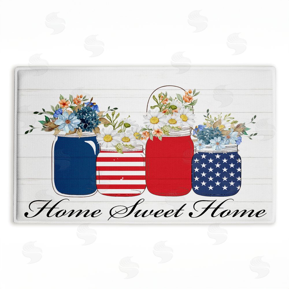 Kim Allen | Patriotic Flower Jars Plush Bath Mat