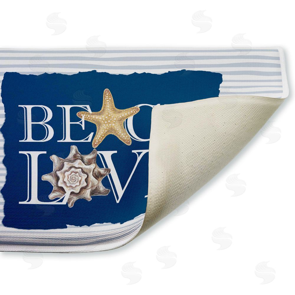 Kim Allen | Beach Love over Stripes Plush Bath Mat