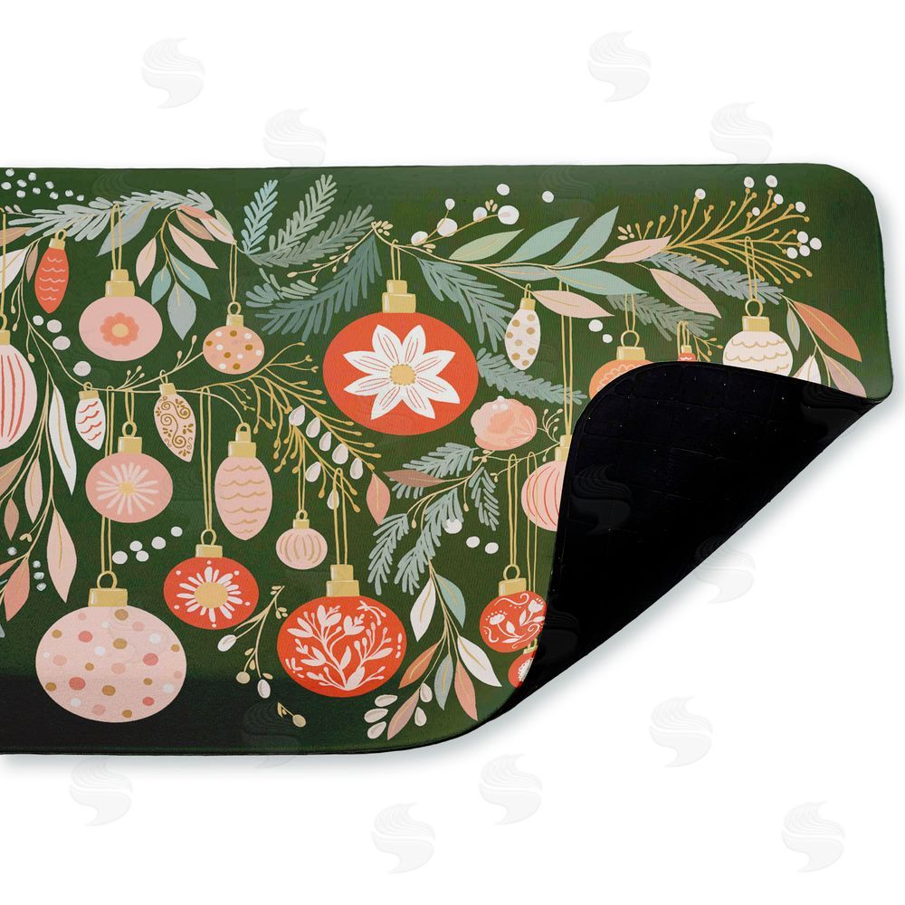Leah Straatsma | Holiday Florals & Ornament Shapes Anti-Fatigue Mat
