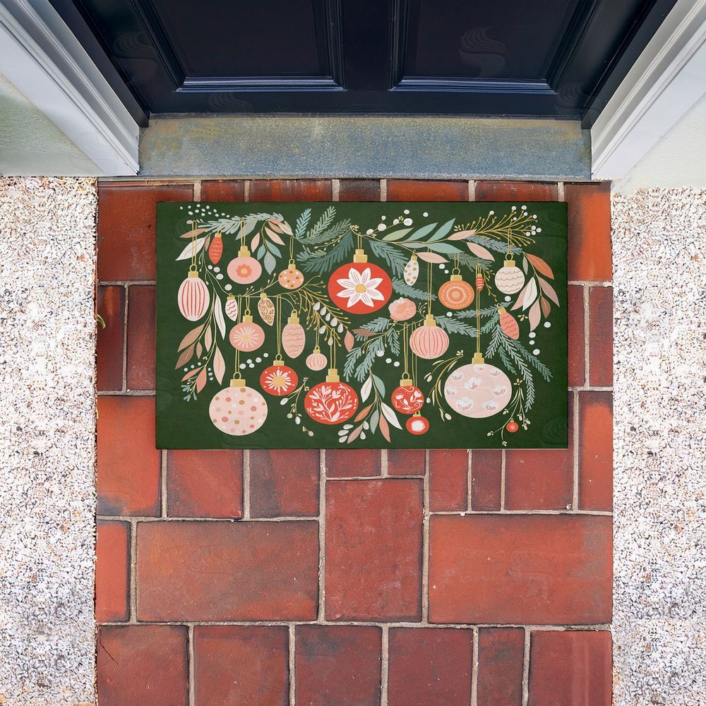 Leah Straatsma | Holiday Florals & Ornament Shapes Non-Woven Door Mat